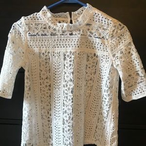 Loft lace mock neck top